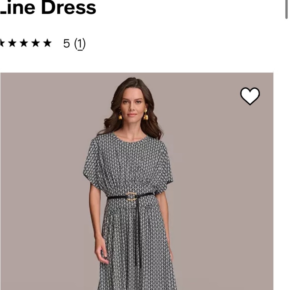 Donna Karan Black and White Patterned Long Dress